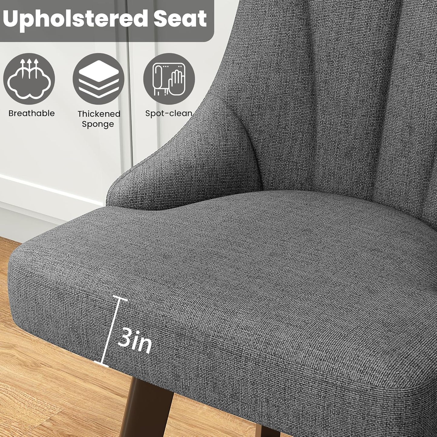 Yafiti Swivel Bar Stools with Backs, 24" Counter Height Bar Stools Set of 2, Fabric Upholstered Counter Barstools with Solid Wood Legs for Kitchen Island, Home Bar, Dark Gray