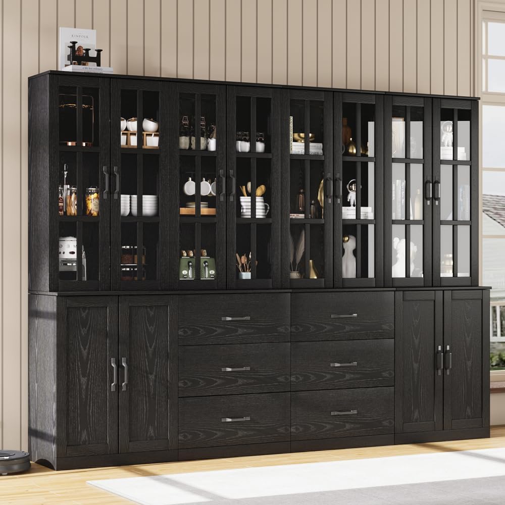 GIKPAL Kitchen Pantry Cabinet, 28.3“ Sideboard and 55.12" Large Buffet Cabinet with Storage, Black