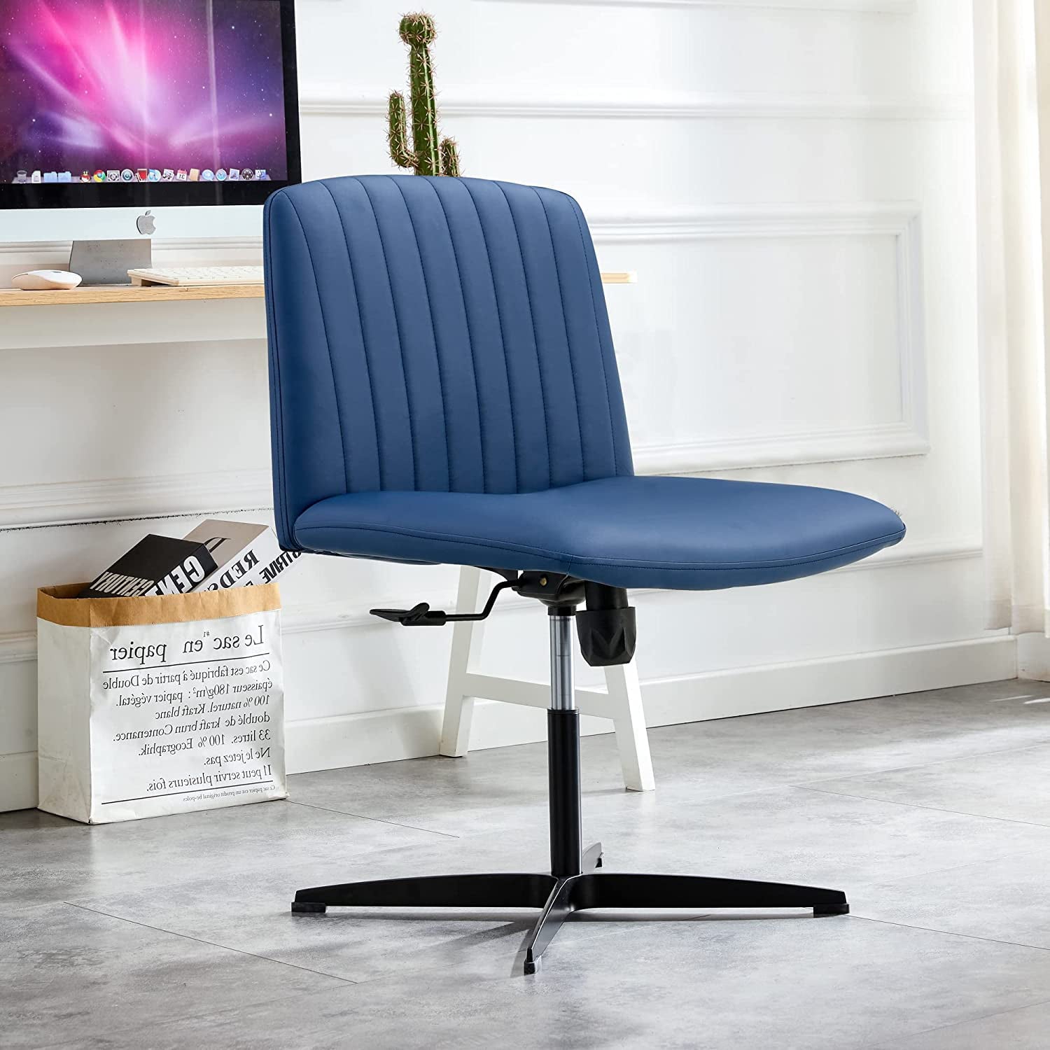 YaFiti Cross Legged Office Chair Armless Office Desk Chair No