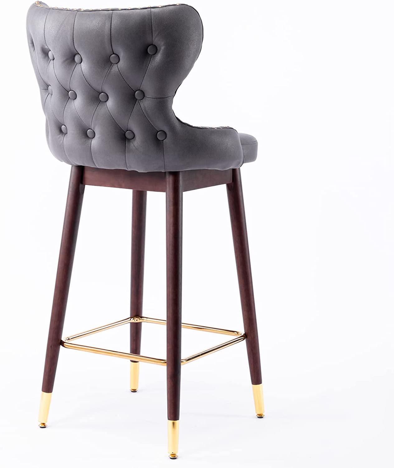 YaFiti Counter Height Chairs Set of 2 29.9''Modern Leathaire Fabric Bar Stools (Dark Grey)