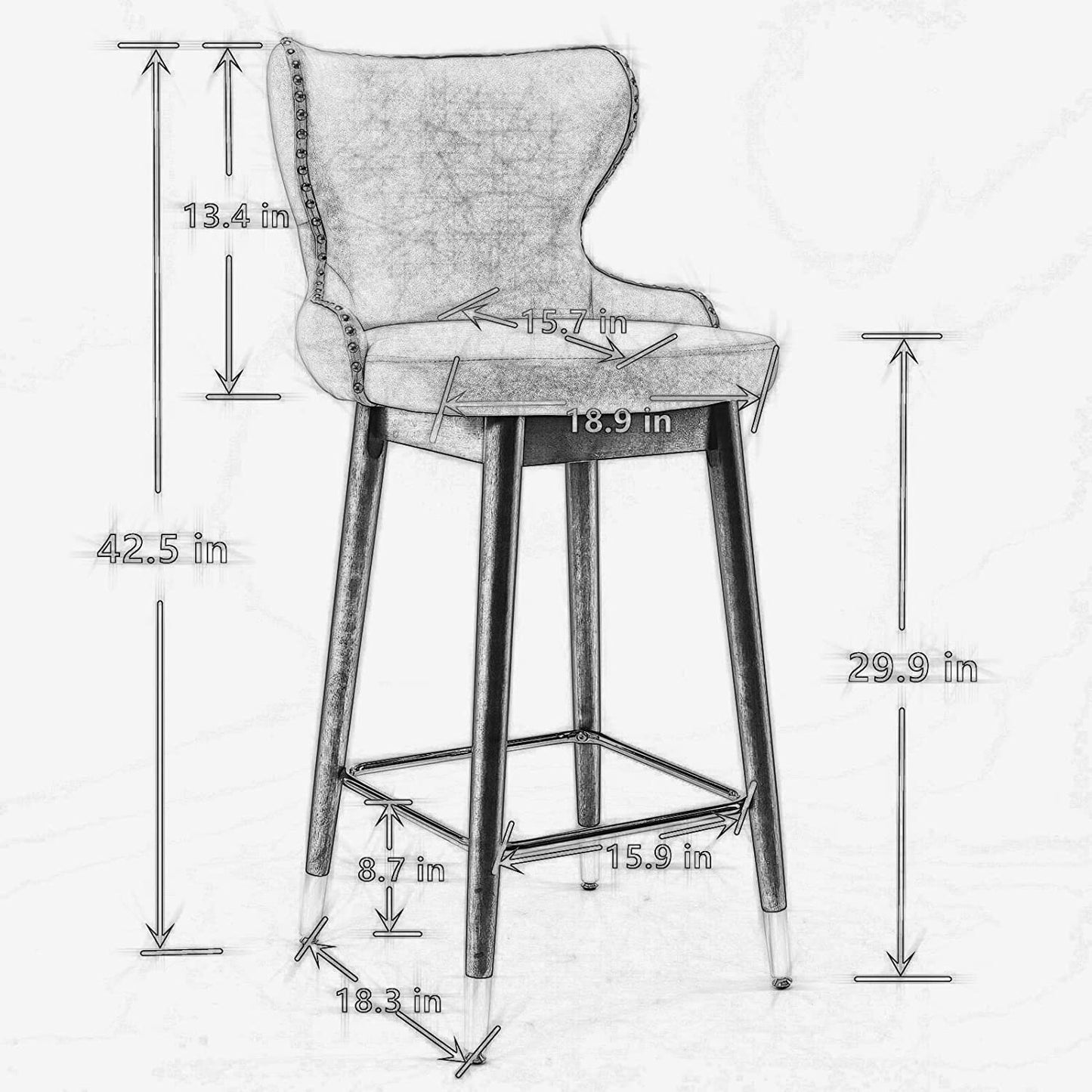 YaFiti Counter Height Chairs Set of 2 29.9''Modern Leathaire Fabric Bar Stools (Khaki)