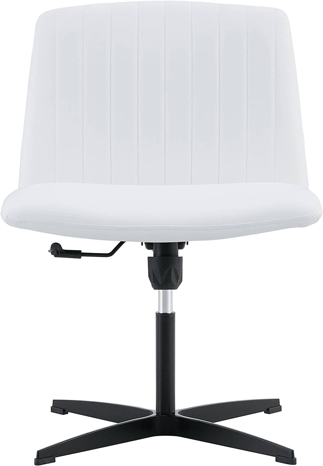 YaFiti Armless Office Desk Chair No Wheels Modern Swivel Vanity Chair, White