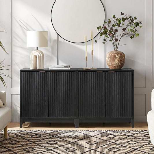 Aowos Sideboard Buffet with 2 Drawers, Storage Cabinet, Adjustable Shelves for Kitchen Dining Room, living Room, Black