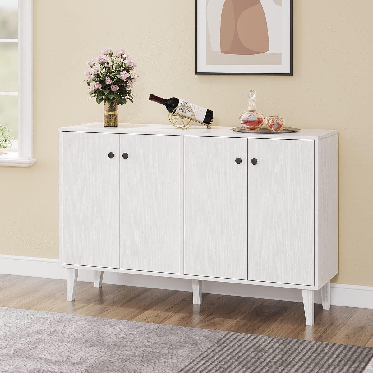 GIKPAl Sideboard Buffet with 2 Drawers, Storage Cabinet, Adjustable Shelves for Kitchen Dining Room, living Room, White