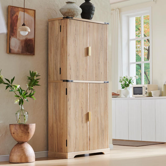 GIKPAL Kitchen Pantry Storage Cabinet with Power Outlet, Buffet Sideboard with Doors & Adjustable Shelves, Hutch Cabinet with Drawer for Kitchen Living Room