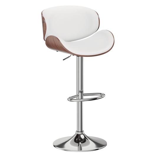 Aowos Bar Stools Modern Adjustable Swivel Barstools, Armless Kitchen Counter PU Leather Upholstered Bar Stool Island Barstool for Kitchen and Bar, White