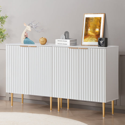 GIKPAL Buffet Cabinet with Drawers Set of 2, Sideboard Kitchen Cabinet with Adjustable Shelf and Doors, Sideboard Cabinet Accent Credenza for Dining Living Room, White