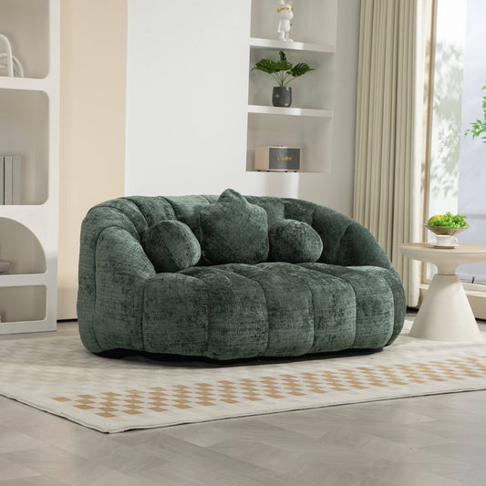 GIKPAL 2-Seater High Back Bean Bag Chair, Oversized Lazy Sofa Couch with Memory Foam Filling, Plush Chenille Fabric Double Bean Bag for Living Room & Bedroom, Emerald