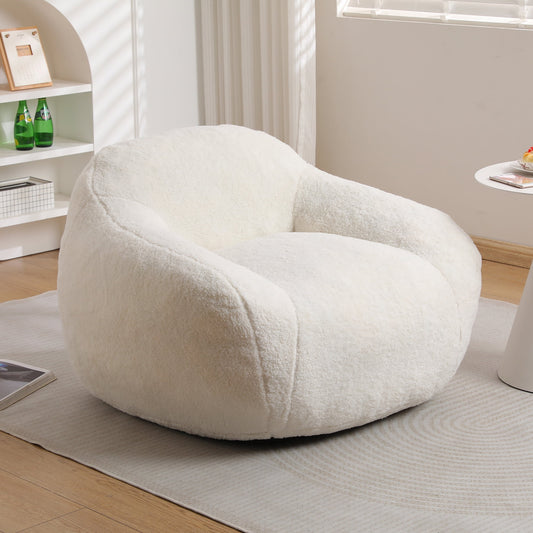 GIKPAL Bean Bag Chair, Oversized Plush Teddy Fabric Lazy Sofa with Memory Foam Filler, Spacious Bean Bag Couch with Armrests for Living Room, Bedroom, and More, Beige