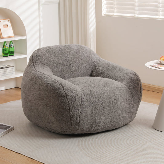 GIKPAL Bean Bag Chair, Oversized Plush Teddy Fabric Lazy Sofa with Memory Foam Filler, Spacious Bean Bag Couch with Armrests for Living Room, Bedroom, and More, Brown