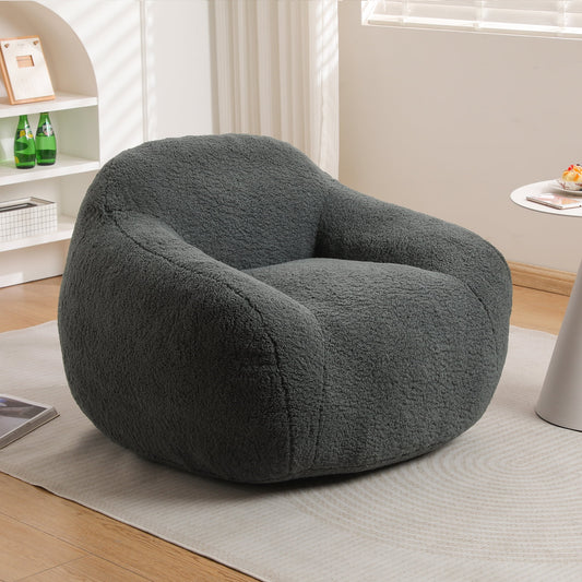 GIKPAL Bean Bag Chair, Oversized Plush Teddy Fabric Lazy Sofa with Memory Foam Filler, Spacious Bean Bag Couch with Armrests for Living Room, Bedroom, and More, Dark Gray