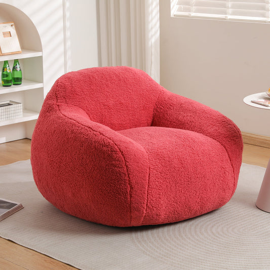 GIKPAL Bean Bag Chair, Oversized Plush Teddy Fabric Lazy Sofa with Memory Foam Filler, Spacious Bean Bag Couch with Armrests for Living Room, Bedroom, and More, Red