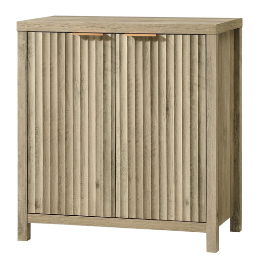 Aowos Fluted Sideboard Buffet, Storage Cabinet with Adjustable Shelves, Natural