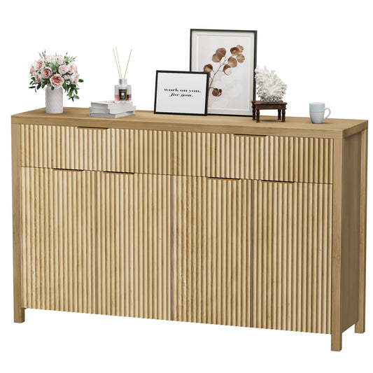 GIKPAL Fluted Storage Cabinet Sideboard Large Buffet with Adjustable Shelves, Multifunctional Accent Cabinet Console Cabinet for Living Room