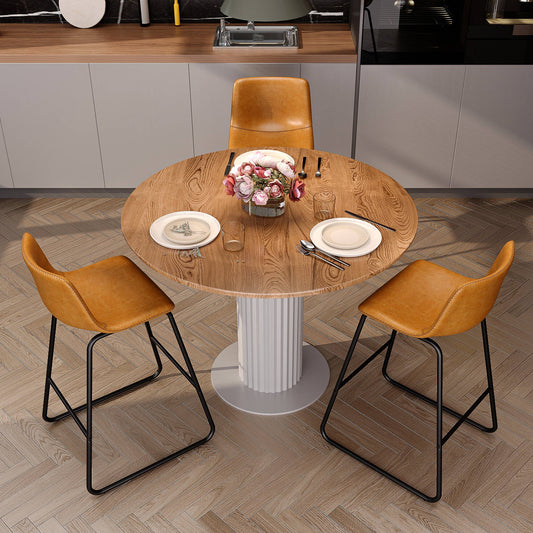 YaFiti Bar Stools 26" Faux Leather Counter Height Barstools with Back Set of 4, Modern Counter Stools with Metal Legs and Footrest, Armless Chairs with Back for Kitchen Living Room Pub, Whiskey Brown