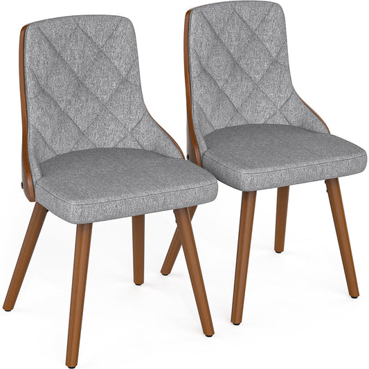 YaFiti Dining Chairs Set of 2 Fabric Dining Side Chairs with Wood Legs for Dining Room, Grey