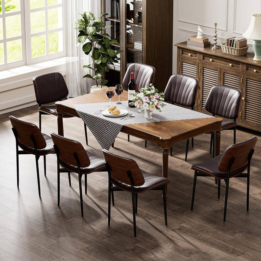 YaFiti Dining Chairs Set of 6 PU Faux Leather Walnut for Mid-Century Modern Kitchen & Dining Room,Brown