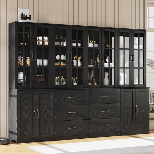 GIKPAL Kitchen Pantry Cabinet, 28.3“ Sideboard and 55.12" Large Buffet Cabinet with Storage, Black