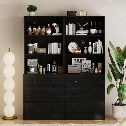 GIKPAL Kitchen Pantry Cabinet and 55.12" Large Sideboard Buffet Cabinet with Storage, Black