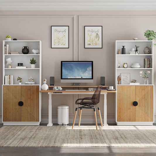 GIKPAL Kitchen Pantry Cabinet and 55.12" Large Sideboard Buffet Cabinet with Storage, Natural Oak