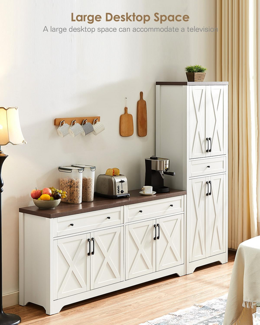 GIKPAL Kitchen Pantry Cabinet and 55.12" Large Sideboard Buffet Cabinet with Storage, White