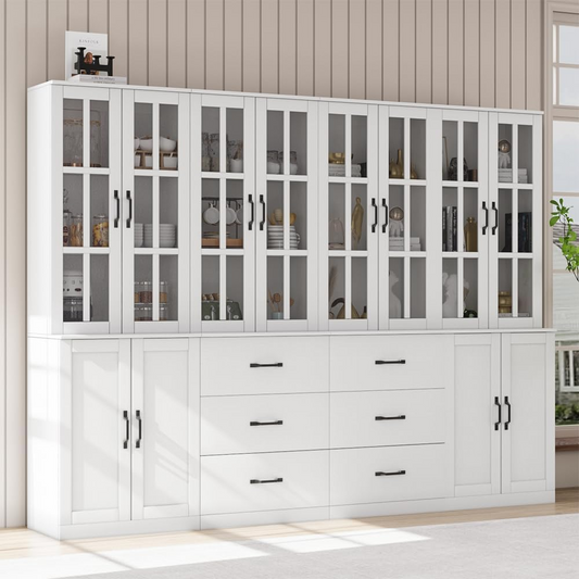 GIKPAL Kitchen Pantry Cabinet, 28.3“ Sideboard and 55.12" Large Buffet Cabinet with Storage, White