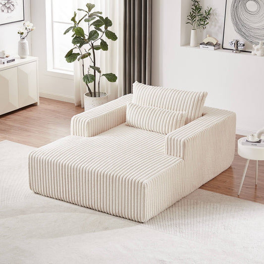 GIKPAL 75 Inch Oversized Sleeper Sofa Bed, Plush Corduroy Fabric Sectional Sofa with Backrest Pillow & No Assembly Required, Modern Sleeper Couch for Living Room, Beige
