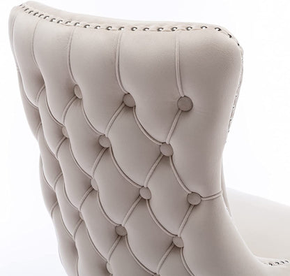 YaFiti Velvet Dining Chairs Set of 2 Upholstered High-end Tufted Dining Room Chair,Beige