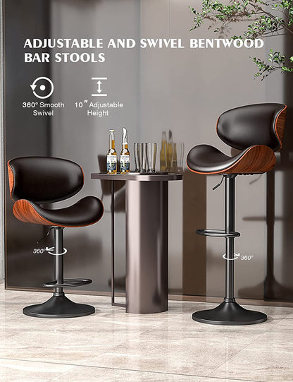 YaFiti Bar Stools Modern Adjustable Swivel Barstools, Set of 2(Black)