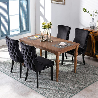 YaFiti Velvet Dining Chairs Set of 2 Upholstered High-end Tufted Dining Room Chair,Black