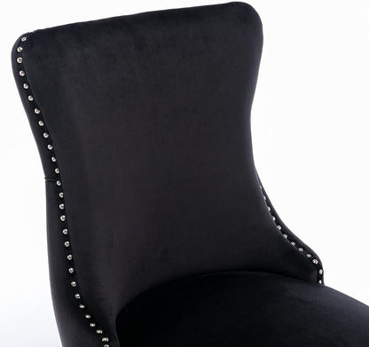 YaFiti Velvet Dining Chairs Set of 2 Upholstered High-end Tufted Dining Room Chair,Black