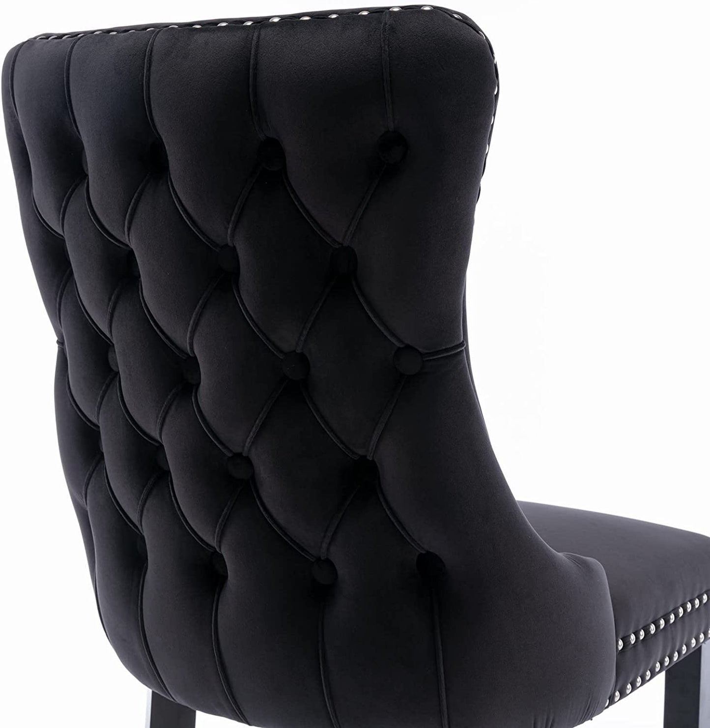 YaFiti Velvet Dining Chairs Set of 2 Upholstered High-end Tufted Dining Room Chair,Black