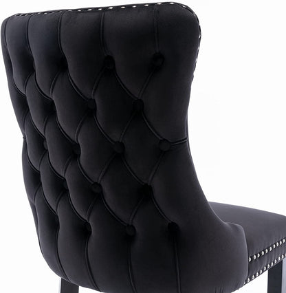 YaFiti Velvet Dining Chairs Set of 2 Upholstered High-end Tufted Dining Room Chair,Black