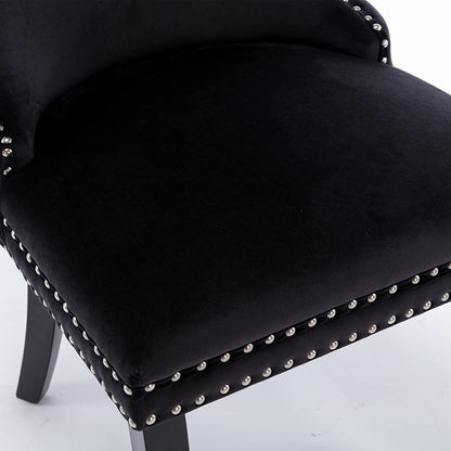 YaFiti Velvet Dining Chairs Set of 2 Upholstered High-end Tufted Dining Room Chair,Black