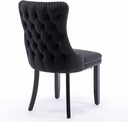 YaFiti Velvet Dining Chairs Set of 2 Upholstered High-end Tufted Dining Room Chair,Black
