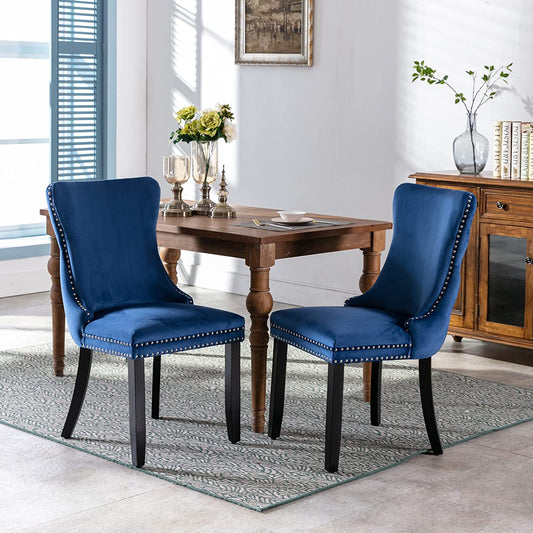 YaFiti Velvet Dining Chairs Set of 2 Upholstered High-end Tufted Dining Room Chair,Blue