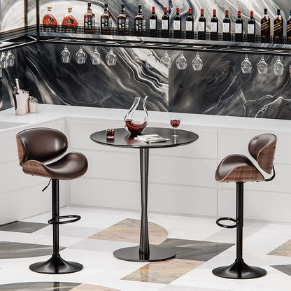 YaFiti Bar Stools Modern Adjustable Swivel Barstools, Set of 2(Brown)