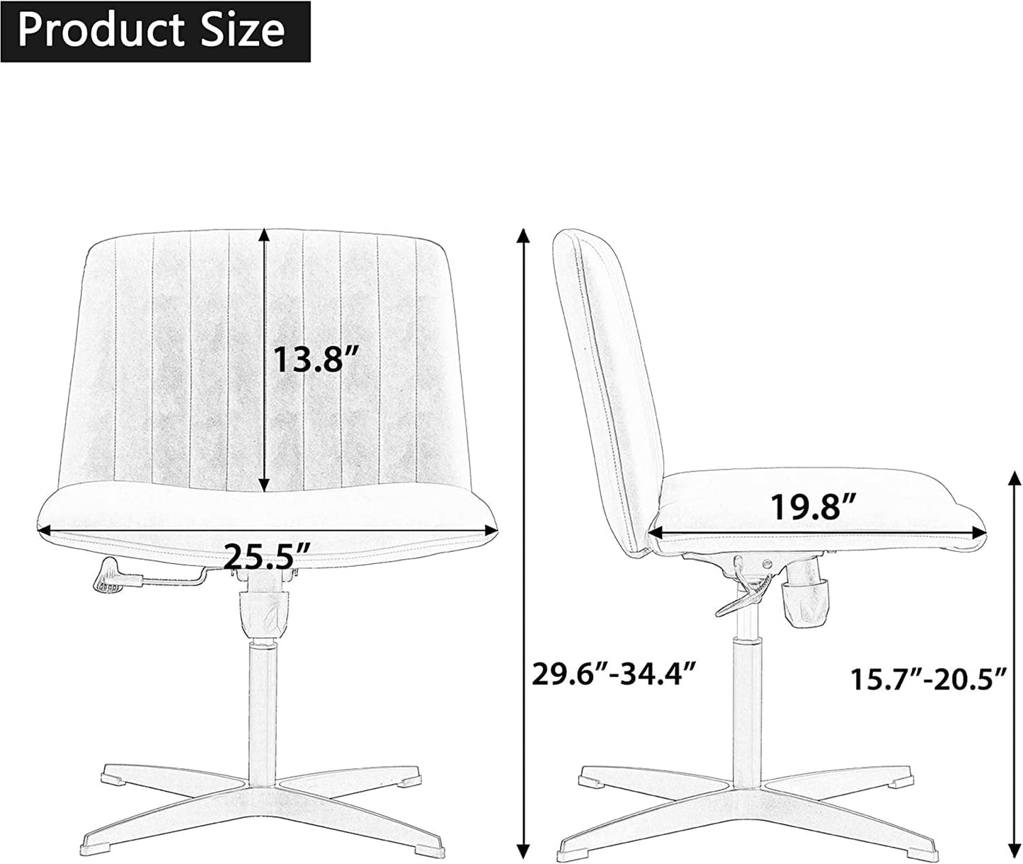 YaFiti Armless Office Desk Chair No Wheels Modern Swivel Vanity Chair, Brown