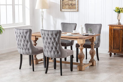 YaFiti Velvet Dining Chairs Set of 2 Upholstered High-end Tufted Dining Room Chair,Grey