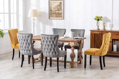 YaFiti Velvet Dining Chairs Set of 2 Upholstered High-end Tufted Dining Room Chair,Grey