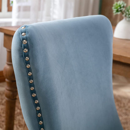 YaFiti Velvet Dining Chairs Set of 2 Upholstered High-end Tufted Dining Room Chair,Light Blue