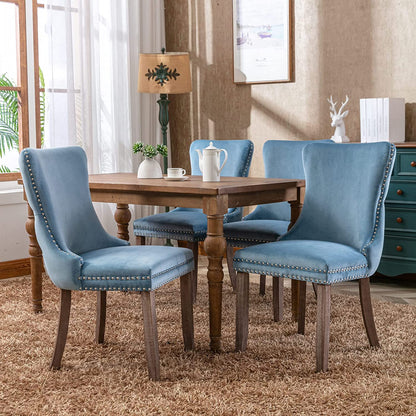 YaFiti Velvet Dining Chairs Set of 2 Upholstered High-end Tufted Dining Room Chair,Light Blue