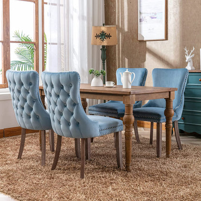 YaFiti Velvet Dining Chairs Set of 2 Upholstered High-end Tufted Dining Room Chair,Light Blue