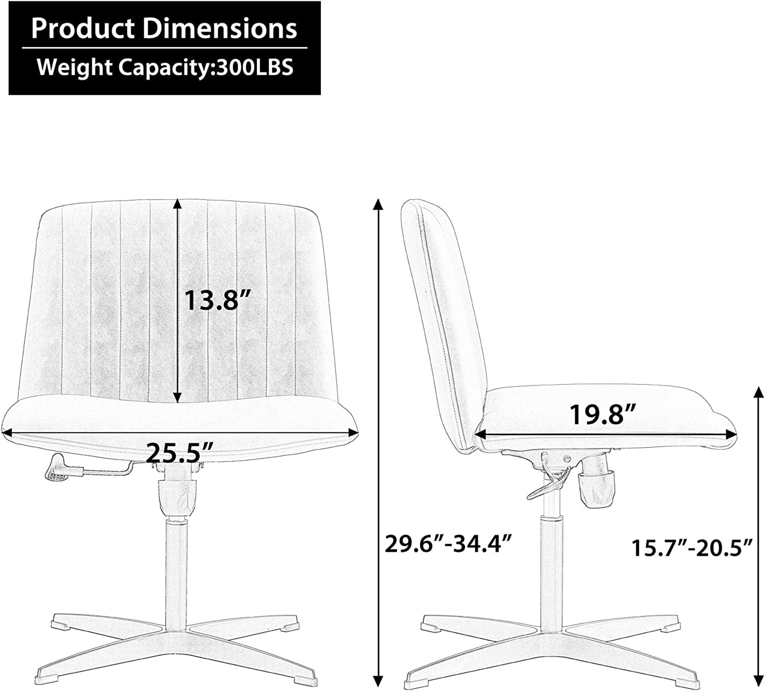 YaFiti Armless Office Desk Chair No Wheels Modern Swivel Vanity Chair