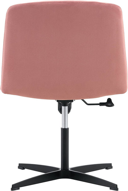 YaFiti Armless Office Desk Chair No Wheels Modern Swivel Vanity Chair, Pink