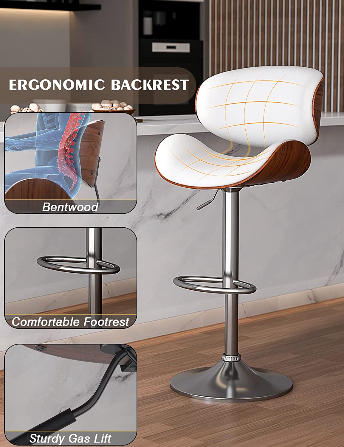 Gas lift bar stool with online backrest