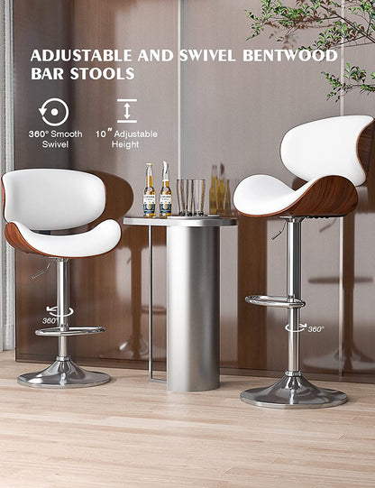 YaFiti Bar Stools Modern Adjustable Swivel Barstools, Set of 2(White)