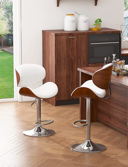 YaFiti Bar Stools Modern Adjustable Swivel Barstools, Set of 2(White)