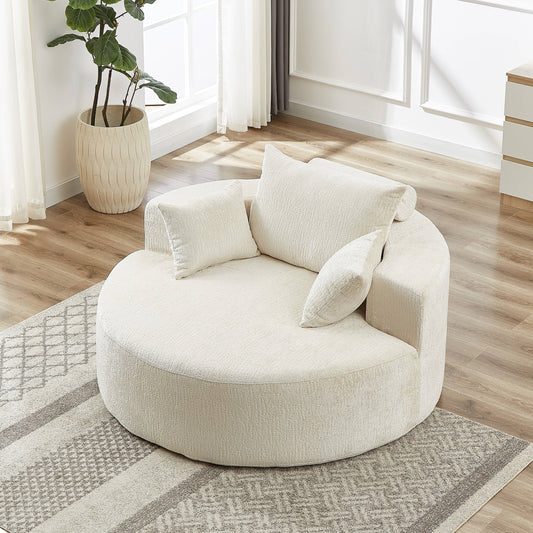 GIKPAL 55"x55" Oversized Sleeper Sofa Bed, Chenille Fabric Sectional Sofa with Backrest Pillow & No Assembly Required, Modern Sleeper Couch for Living Room, Beige