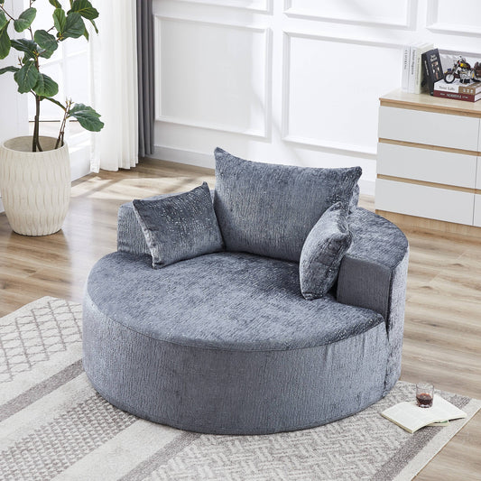 GIKPAL 55"x55" Oversized Sleeper Sofa Bed, Chenille Fabric Sectional Sofa with Backrest Pillow & No Assembly Required, Modern Sleeper Couch for Living Room, Gray